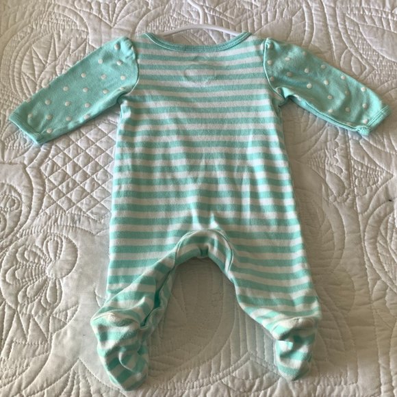 WONDER NATION Mermaid Girl's Sleeper, Turquoise & White Stripes, Size: Newborn - Picture 4 of 9